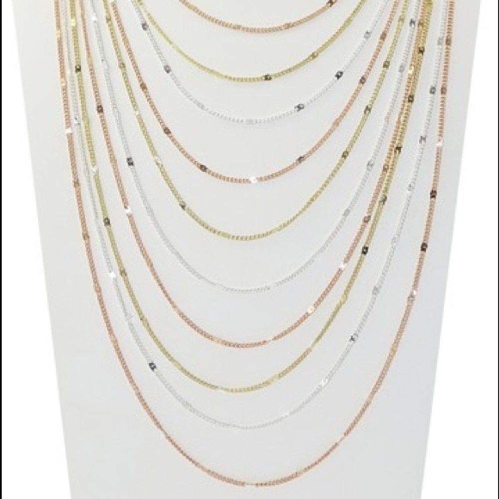 NEW incredibly sparkly and Stunning 18K multi layered try gold necklace